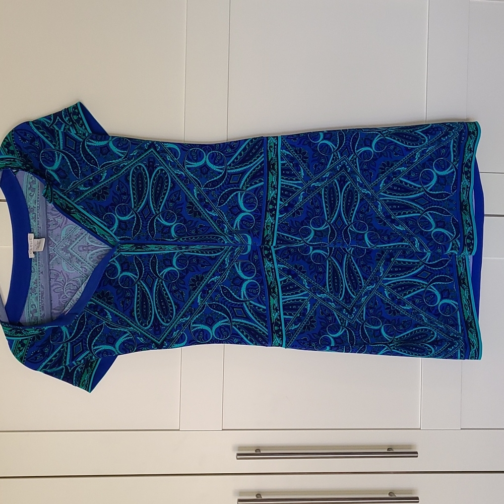 Cache blue green 60s style mini dress